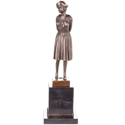Art Deco Bronzefigur Frau mit Hut 41x12x12cm