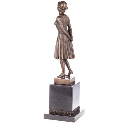 Art Deco Bronzefigur Frau mit Hut 41x12x12cm2