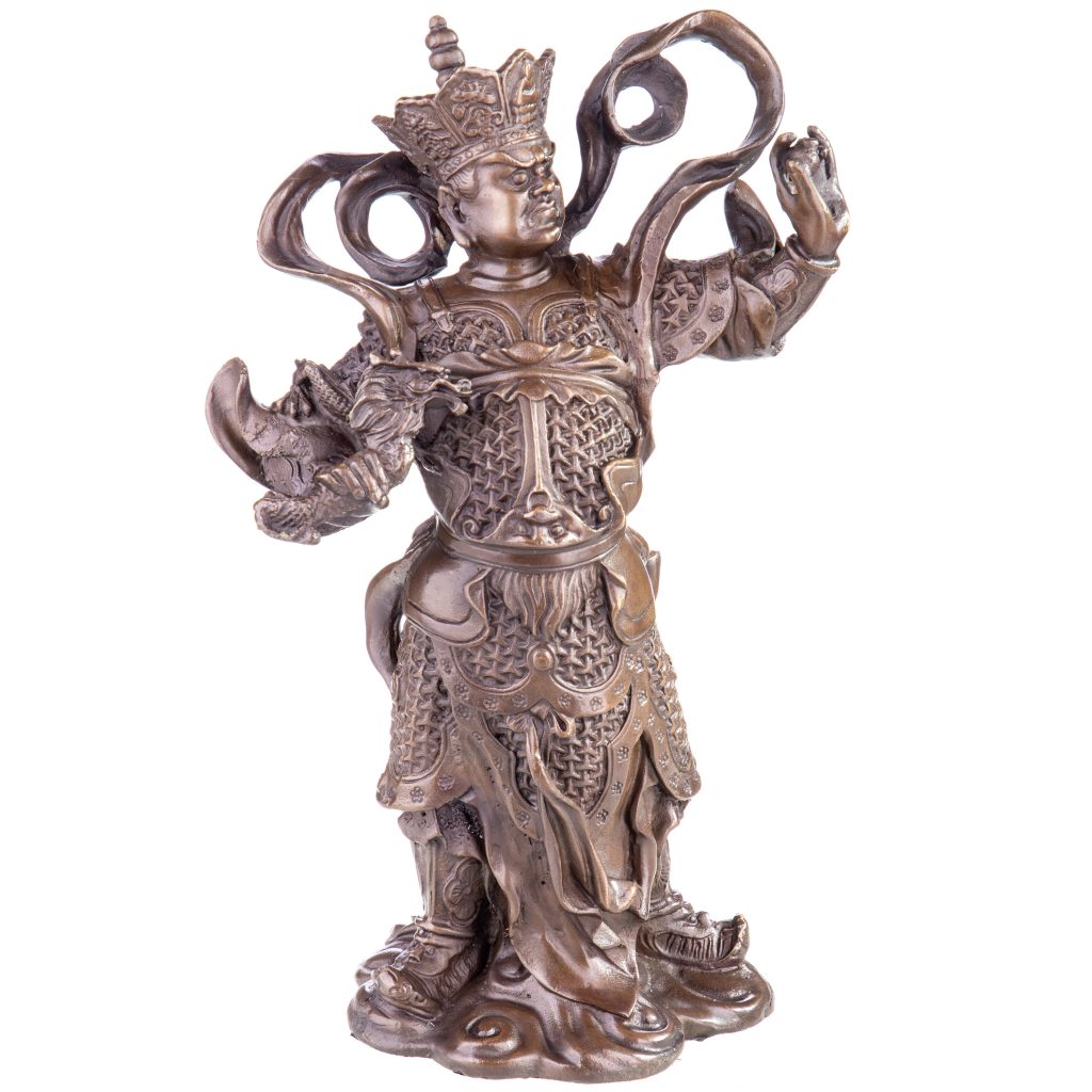 Asiatica Bronzefigur Chinesischer Wächtergott (2) 24x15x10cm