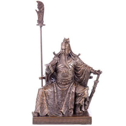 Asiatica Bronzefigur Legendärer Chinesischer General Guan Yu 27x16x11cm