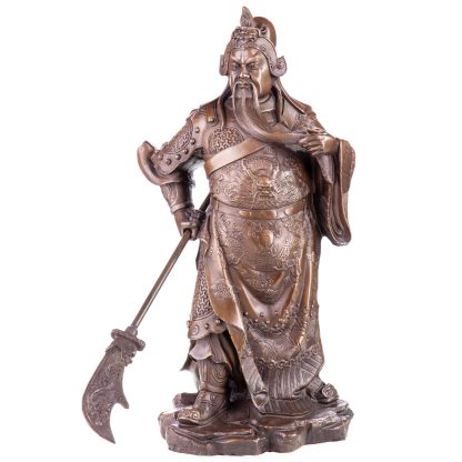 Asiatica Bronzefigur Legendärer Chinesischer General Guan Yu 37x22x22cm