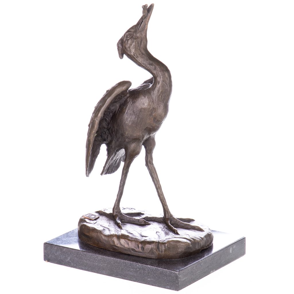 Bronze Figur Reiher mit Fisch nach Léonard 27x16x13cm Bronze Figur Reiher mit Fisch nach Léonard 27x16x13cm
