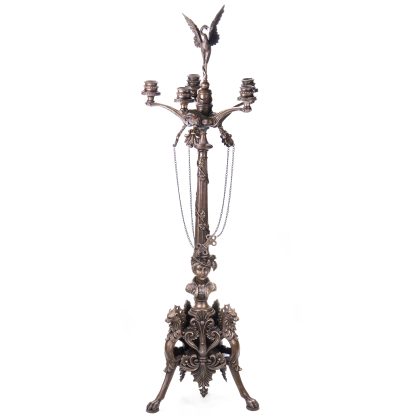 Bronze Figur Kerzenleuchter mit Vogel fünfarmig (2) 168x50x50cm