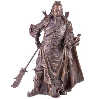 Asiatica Bronzefigur Legendärer Chinesischer General Guan Yu 27x21x15cm
