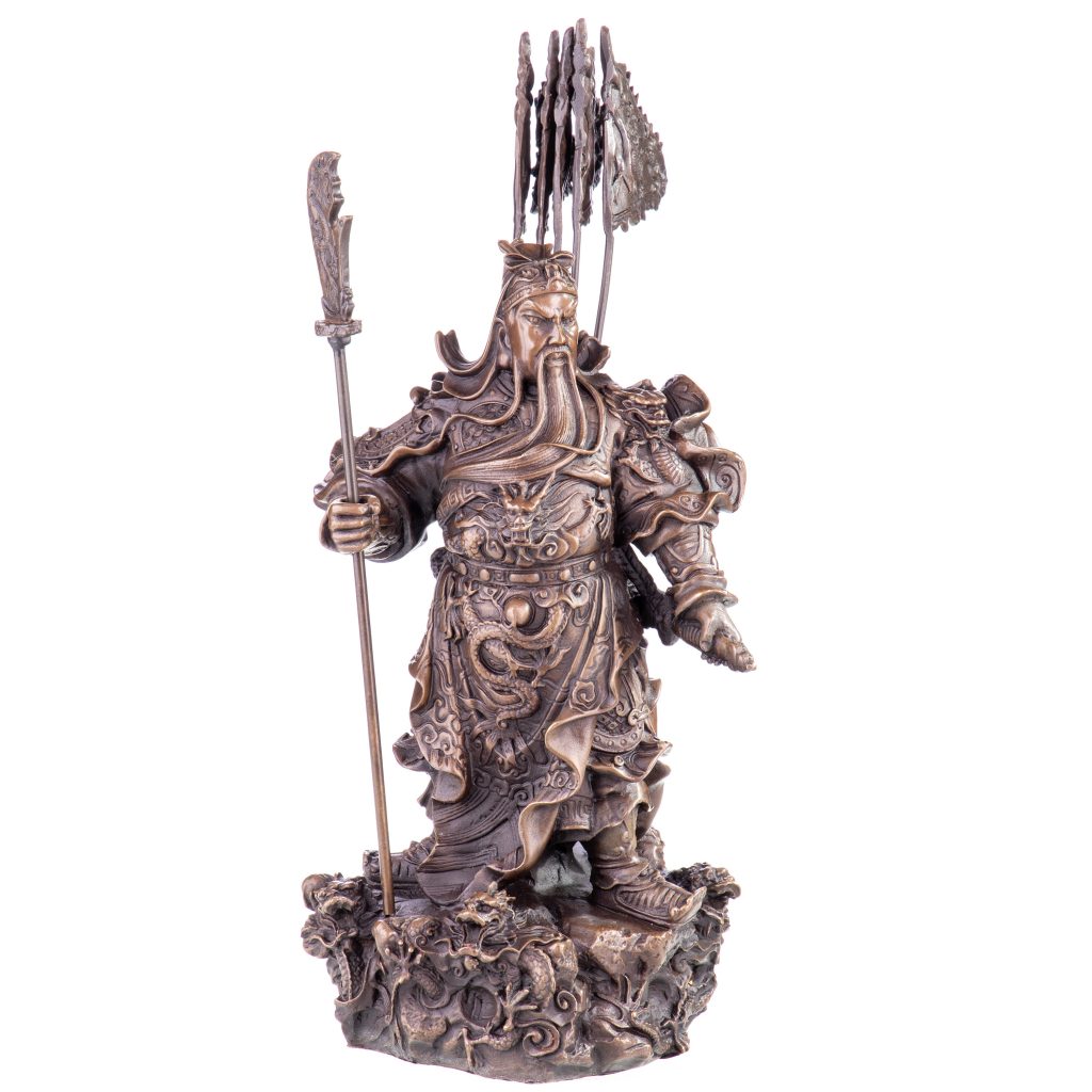 Asiatica Bronzefigur Legendärer Chinesischer General Guan Yu 34x16x20cm