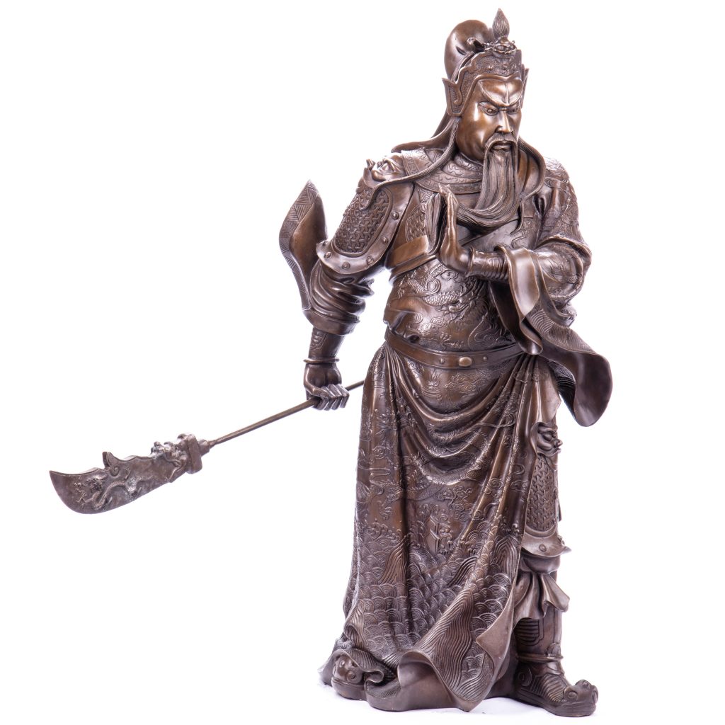 Asiatica Bronzefigur Legendärer Chinesischer General Guan Yu 89x60x75cm