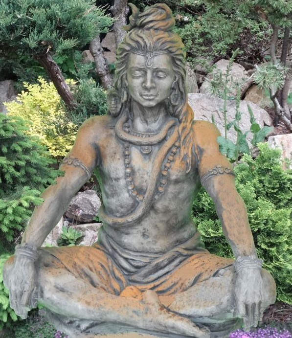 Gott Shiva sitzend Steinguss, Rosteffekt 90x55x76cm
