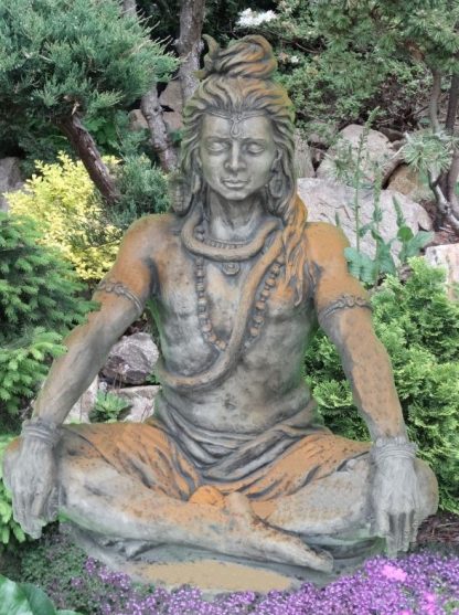 Gott Shiva sitzend Steinguss, Rosteffekt 90x55x76cm2