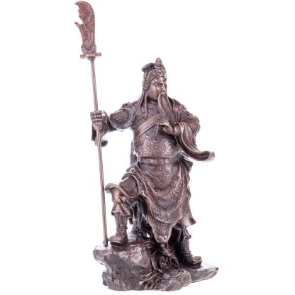 Asiatica Bronzefigur Legendärer Chinesischer General Guan Yu 30x15x11cm