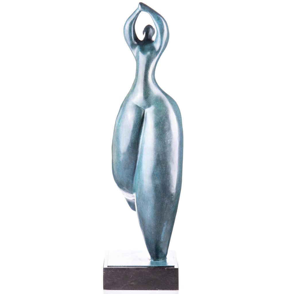 Moderne Bronzefigur Weiblicher Akt mit Grüner Patina 76x21x30cm Moderne Bronzefigur Weiblicher Akt mit Grüner Patina 76x21x30cm