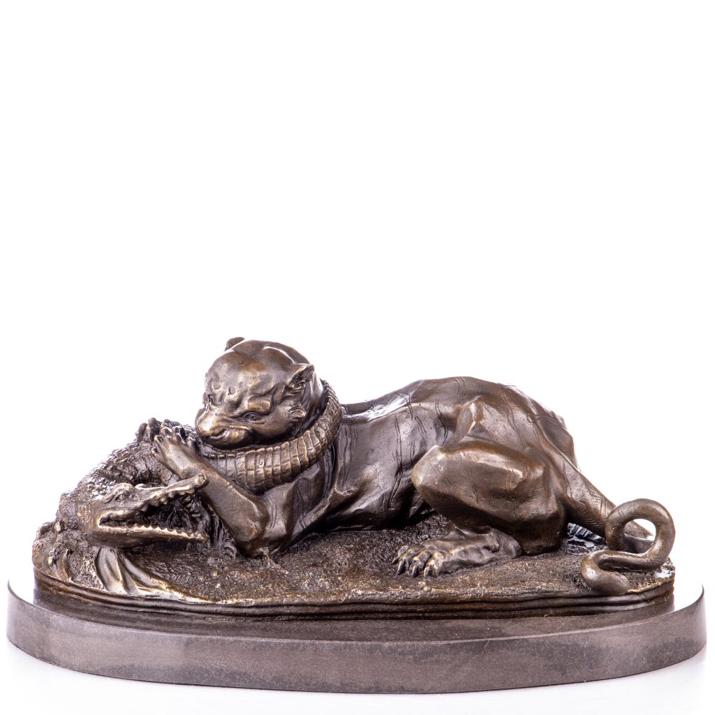 Bronzefigur Tiger und Krokodil 17x38x23cm Bronzefigur Tiger und Krokodil 17x38x23cm