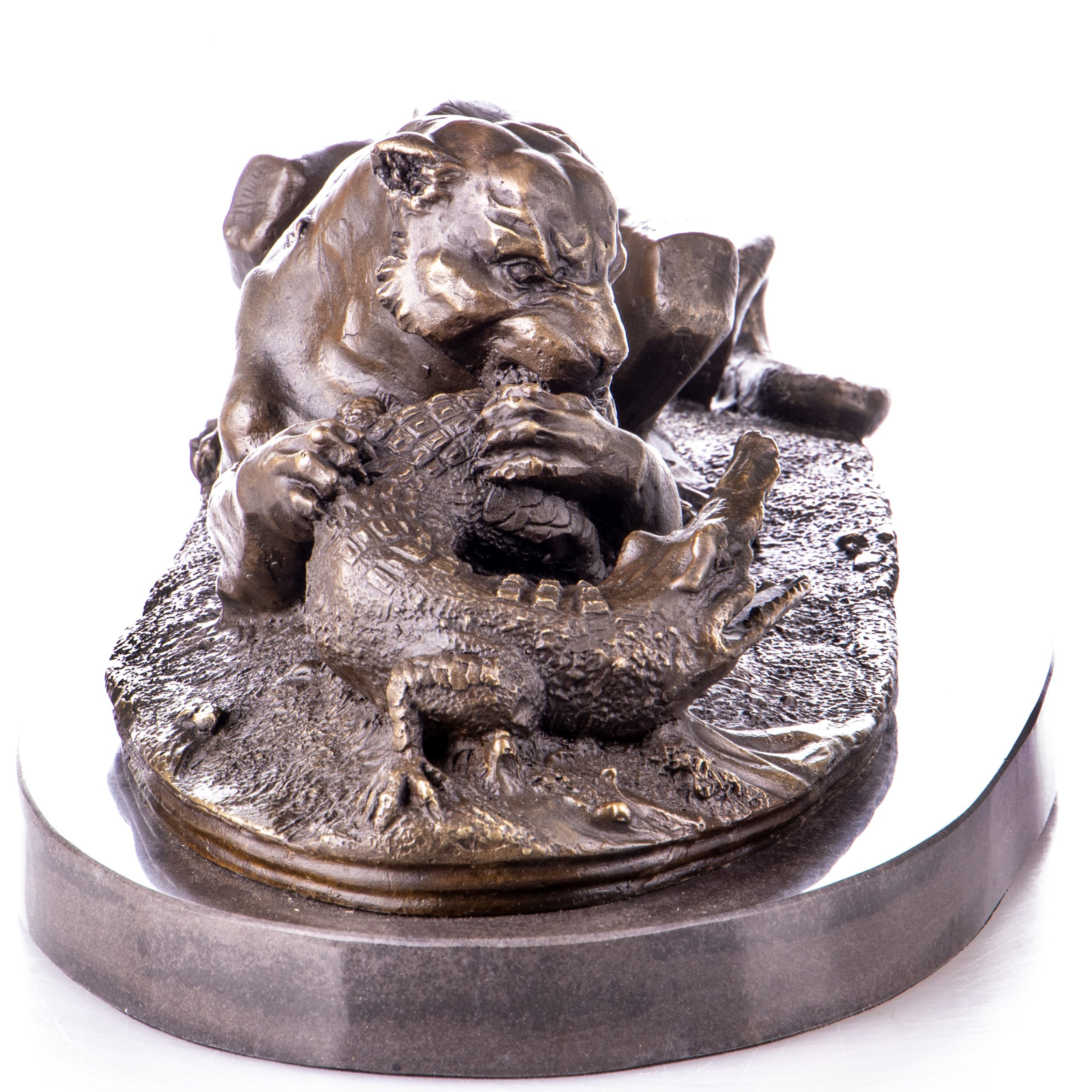 Bronzefigur Tiger und Krokodil 17x38x23cm4 Bronzefigur "Tiger und Krokodil" 17x38x23cm – Bild 4