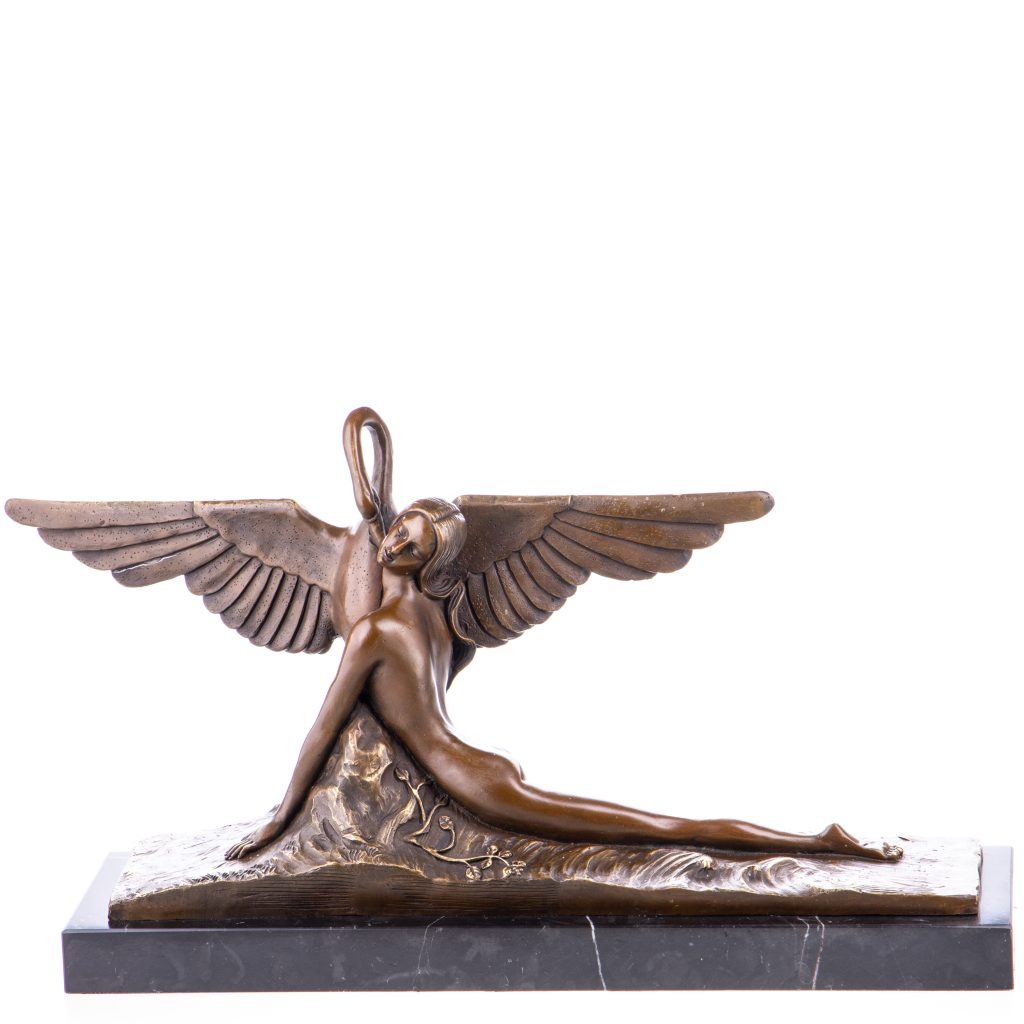 Art Deco Bronzefigur Leda und Schwan nach A.Gennarelli 25x45x13cm
