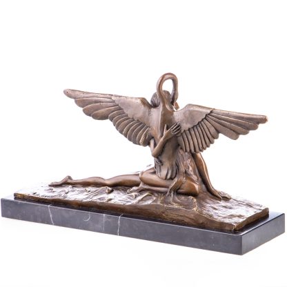 Art Deco Bronzefigur Leda und Schwan nach A.Gennarelli 25x45x13cm – Bild 3