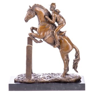 Bronzefigur Springreiterin mit Pferd 36x31x12cm