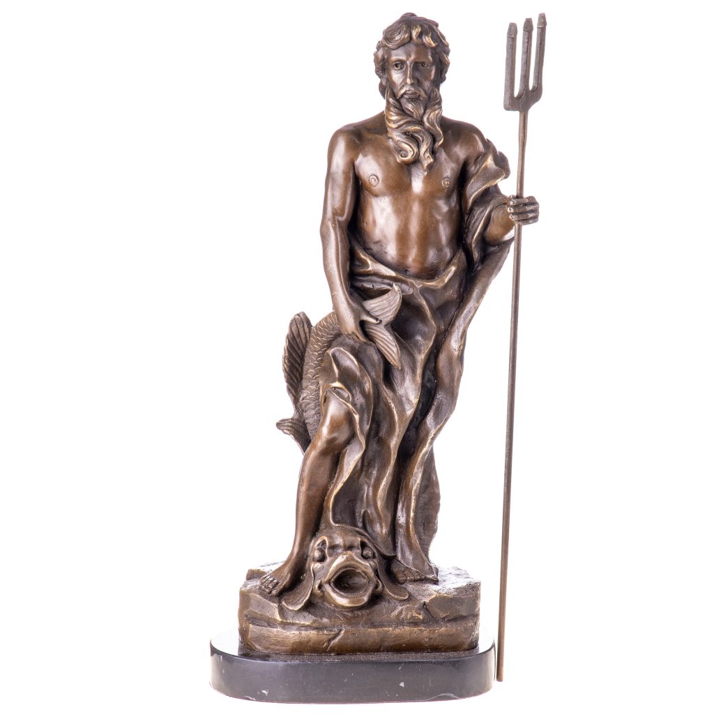 Bronzefigur Gott Neptun mit Dreizack 48x19x13cm Bronzefigur Gott Neptun mit Dreizack 48x19x13cm