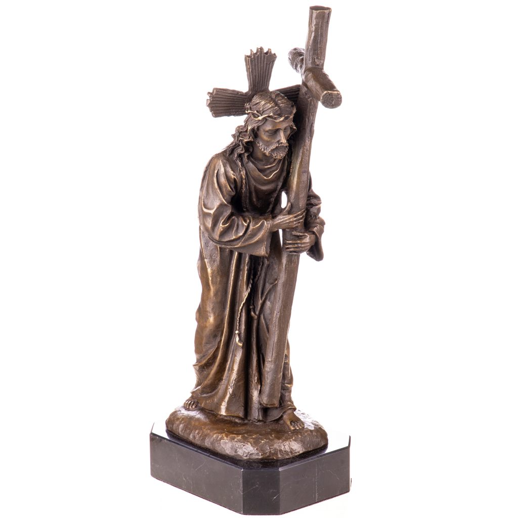 Bronzefigur Jesus mit Kreuz 31x16x9cm Bronzefigur Jesus mit Kreuz 31x16x9cm