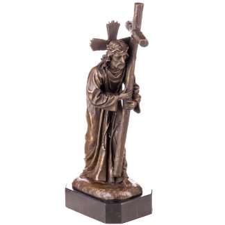 Bronzefigur Jesus mit Kreuz 31x16x9cm