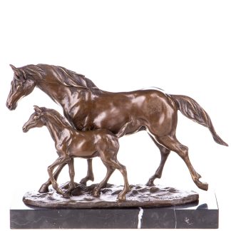 Bronzefigur Pferd mit Fohlen 24x32x12cm