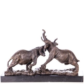 Bronzefigur kämpfende Elefanten 32x51x13cm