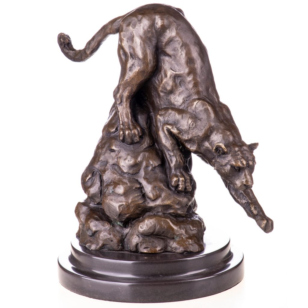Bronzefigur springender Panther 30x27x20cm