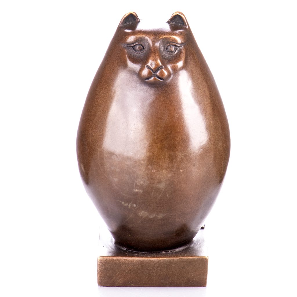 Moderne Bronzefigur Katze 15x8x8cm
