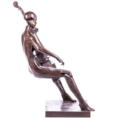 Moderne Bronzefigur Frau mit Cello 91x44x54cm2
