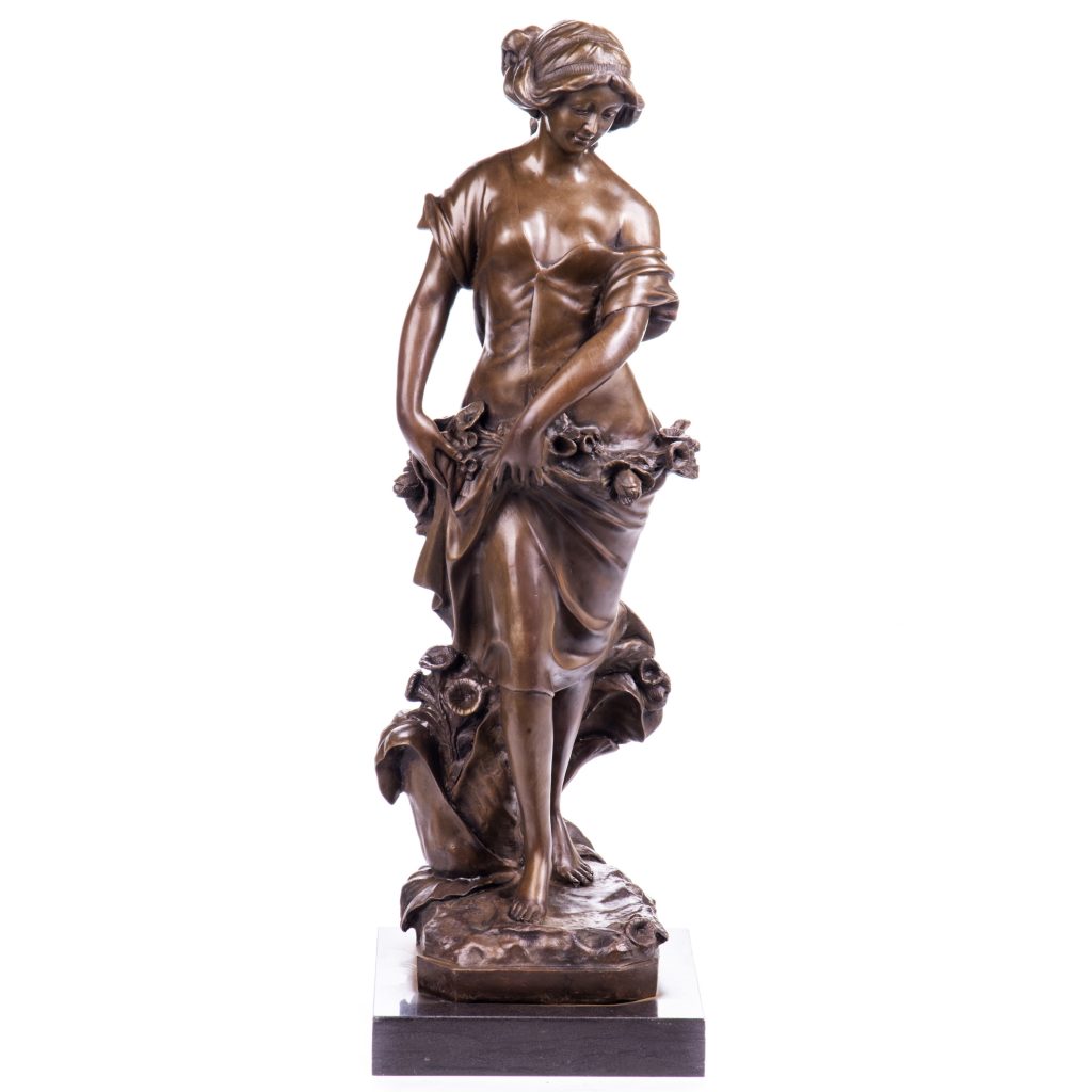 Jugendstil Bronzefigur Blumenmädchen 67x22x22cm