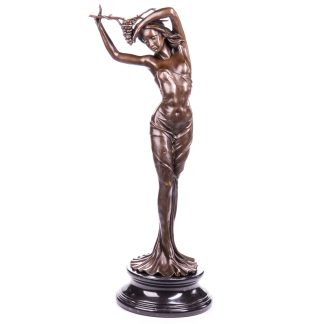 Jugendstil Bronzefigur Frau mit Weintrauben 86x26x26cm