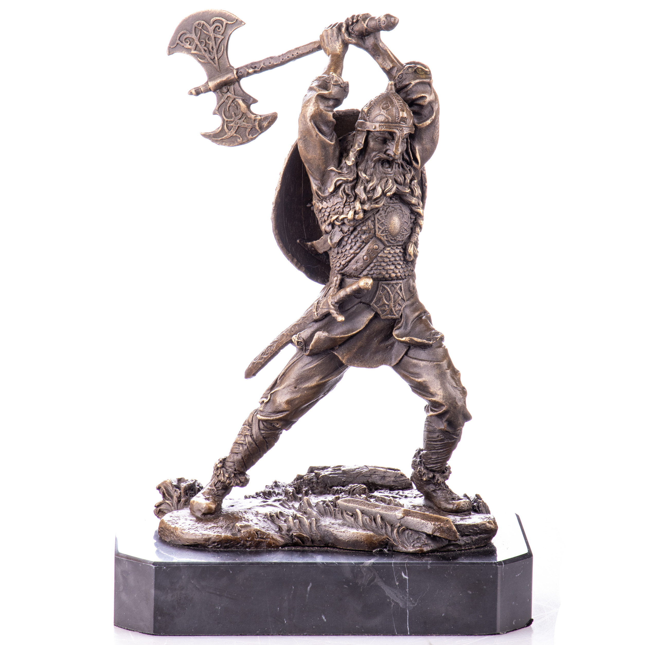 Bronzefigur Wikinger mit Streitaxt 26x17x10cm Bronzefigur Wikinger mit Streitaxt 26x17x10cm