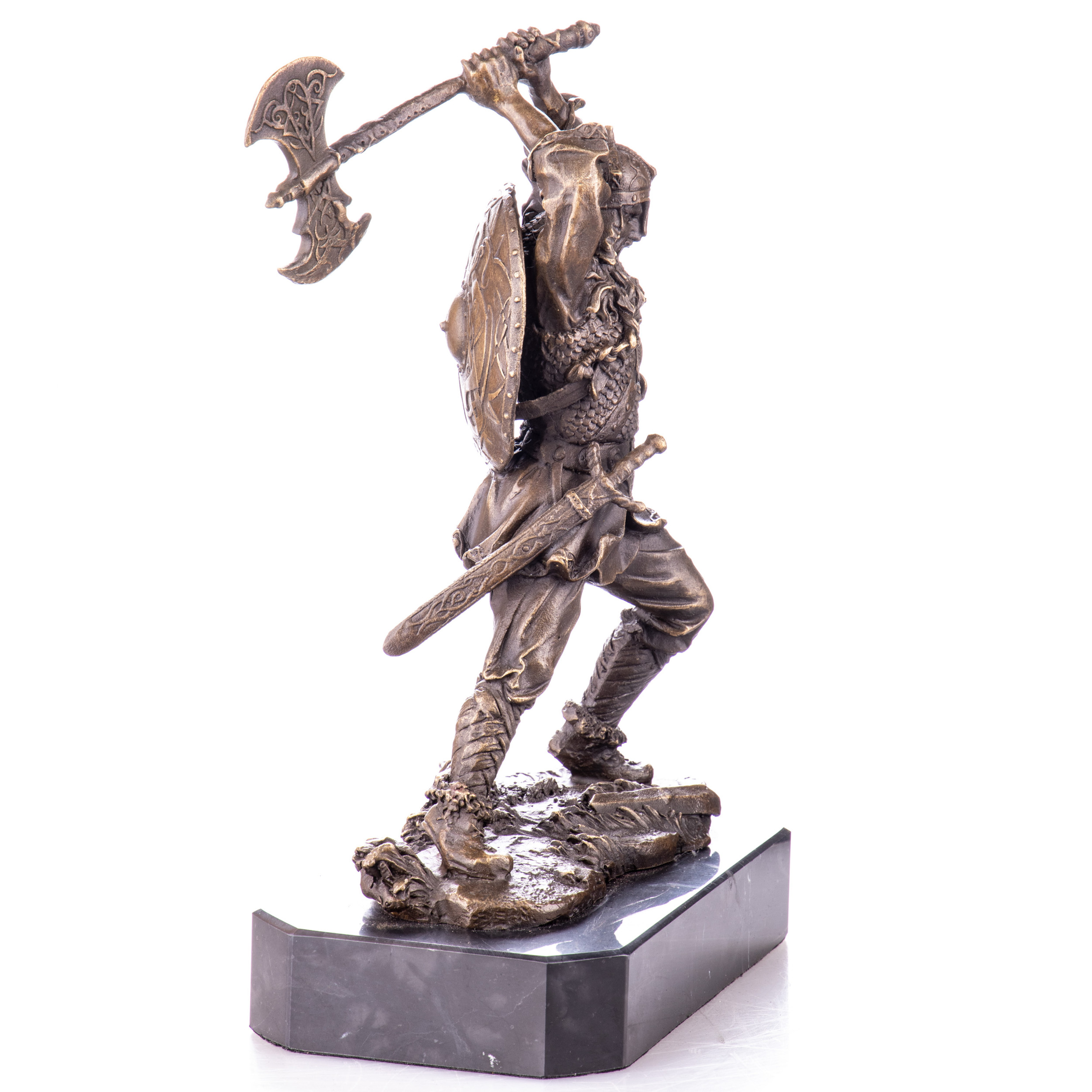 Bronzefigur Wikinger mit Streitaxt 26x17x10cm2 Bronzefigur Wikinger mit Streitaxt 26x17x10cm2