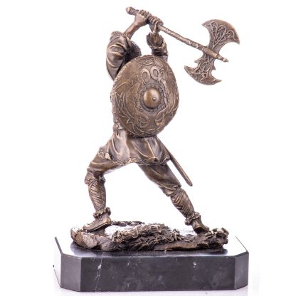 Bronzefigur Helden Wikinger mit Streitaxt 26x17x10cm – Bild 3