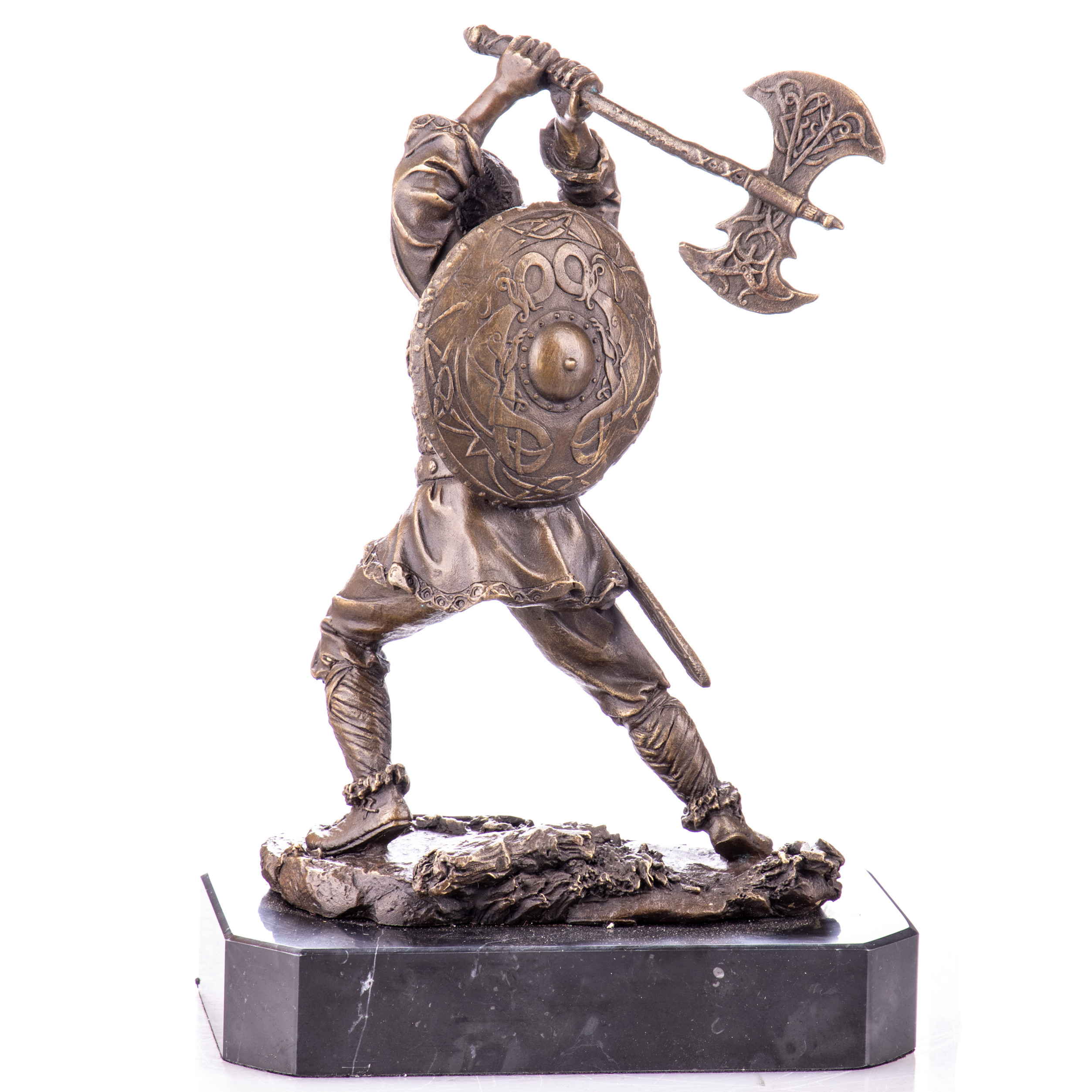 Bronzefigur Wikinger mit Streitaxt 26x17x10cm3 Bronzefigur Helden Wikinger mit Streitaxt 26x17x10cm – Bild 3