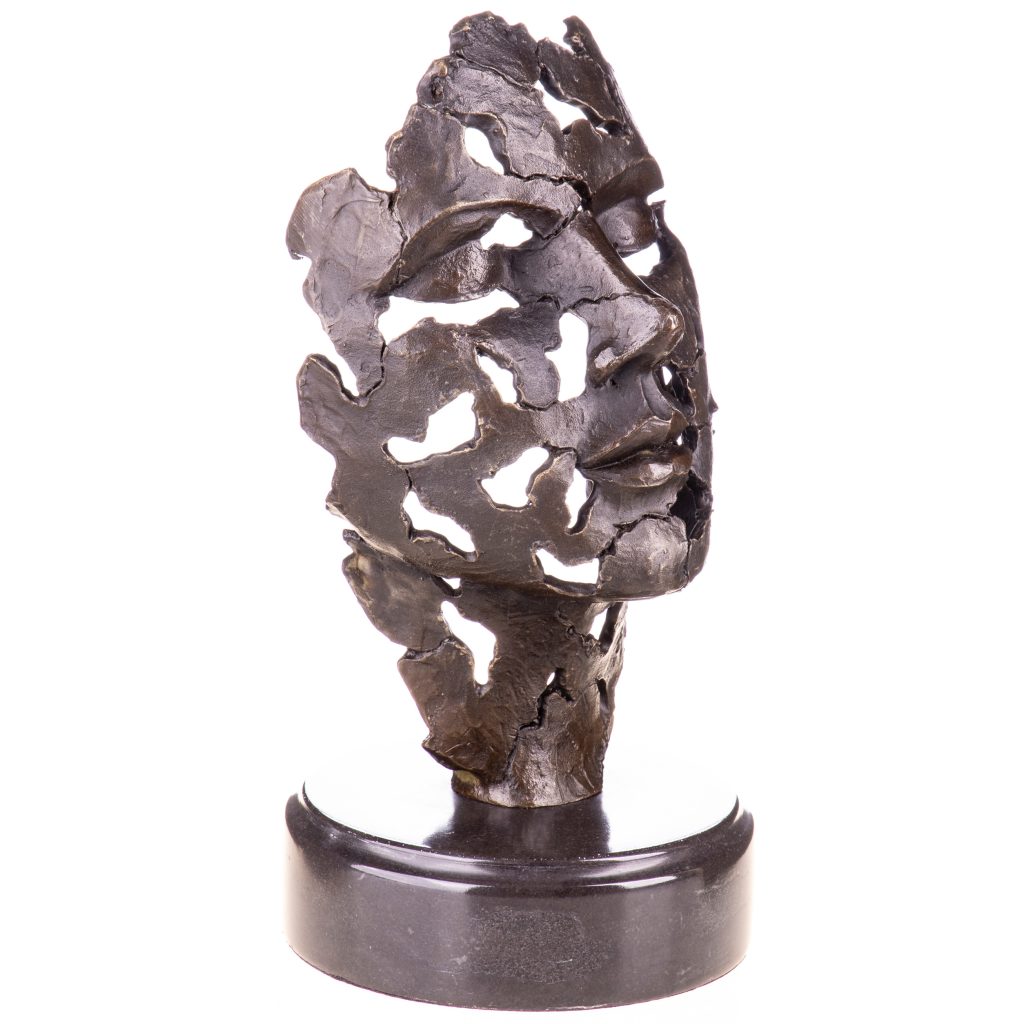 Moderne Bronzefigur Gesicht 27x13x13cm Moderne Bronzefigur Gesicht 27x13x13cm