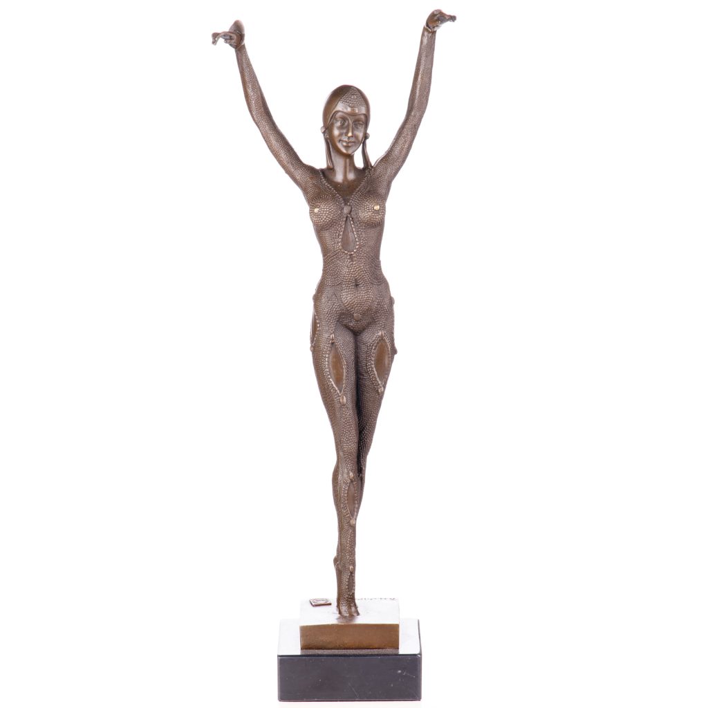 Art Deco Bronzefigur Tänzerin Dourga nach D.H.Chiparus 43x15x9cm