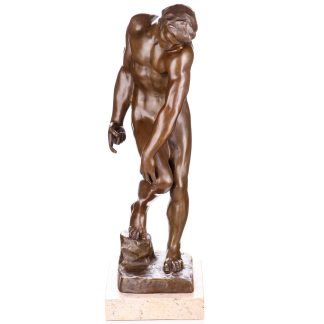 Bronzefigur männlicher Akt Adam oder Die Schöpfung des Menschen nach Rodin 45x17x15cm