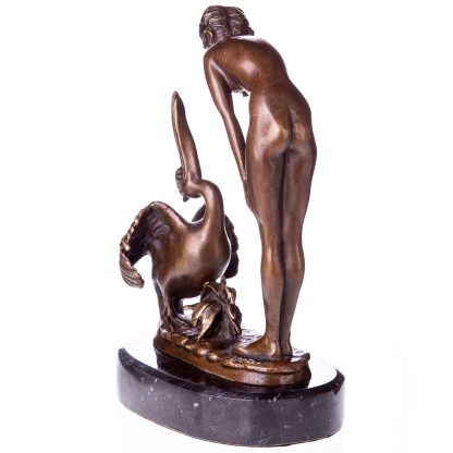 Art Deco Bronze Figur Frau mit Pelikan 24x16x9cm2