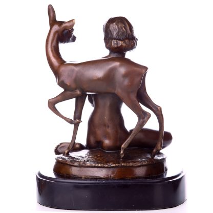 Bronzefigur Frau mit Reh 27x20x15cm2