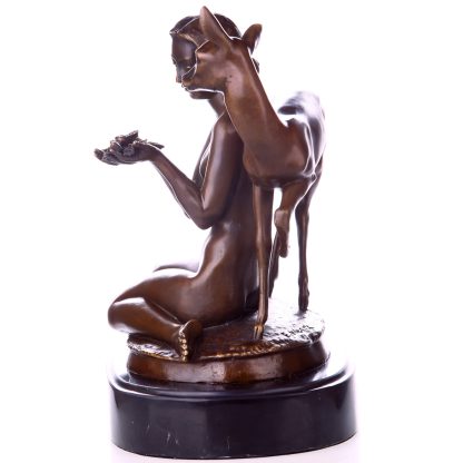 Bronze Figur Frau mit Reh 27x20x15cm – Bild 3