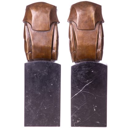 Art Deco Bronzefiguren Buchstützen Set 2 Eulen je 34x15x10cm2