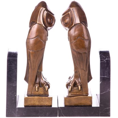 Art Deco Bronzefiguren Buchstützen Set 2 Eulen je 34x15x10cm – Bild 3