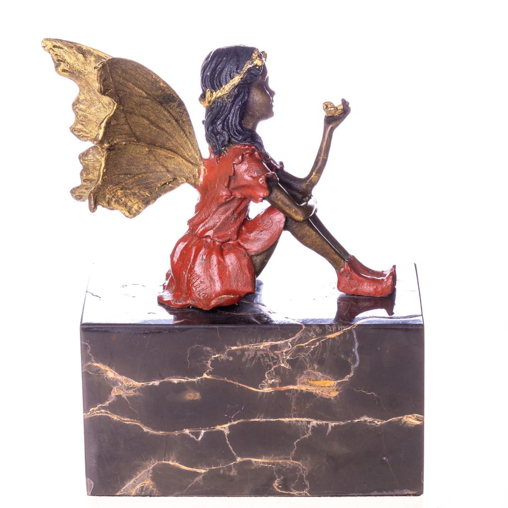 Farbige Bronzefigur Elfe 17x14x7cm Farbige-Bronzefigur-Elfe-17x14x7cm