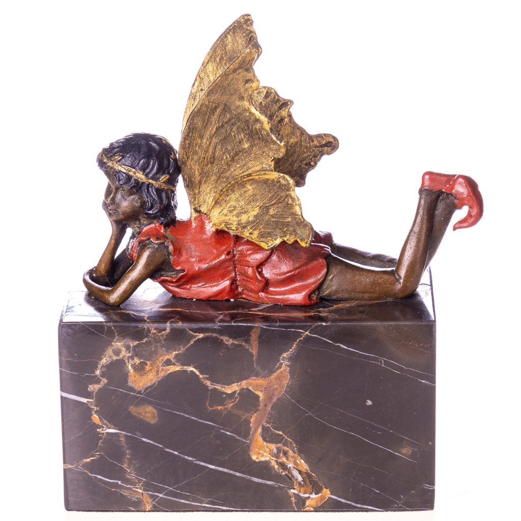 Farbige Bronzefigur Elfe 17x15x7cm