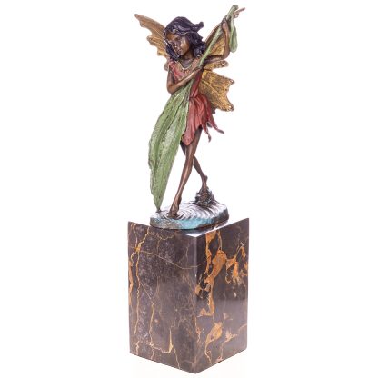 Farbige-Bronzefigur-Elfe-33x10x8cm