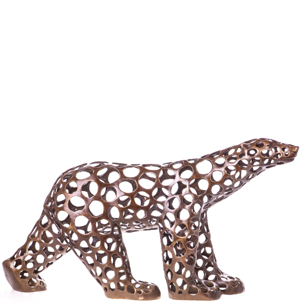Moderne Bronzefigur Eisbär 44x85x22cm
