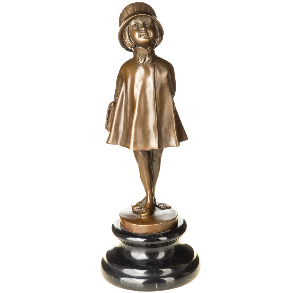 Art-Deco-Bronzefigur-Maedchen-mit-Tasche-28x10x10cm