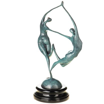 Moderne Bronzefigur tanzendes Paar mit grüner Patina 34x22x12cm – Bild 4