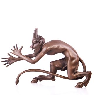 Bronzefigur-Wiener-Art-Nackter-Teufel-16x23x8cm
