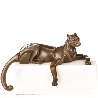 Moderne-Bronze-Figur-Panther-19x30x12cm