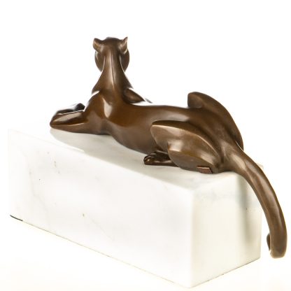 Moderne Bronze Figur Panther 19x30x12cm2